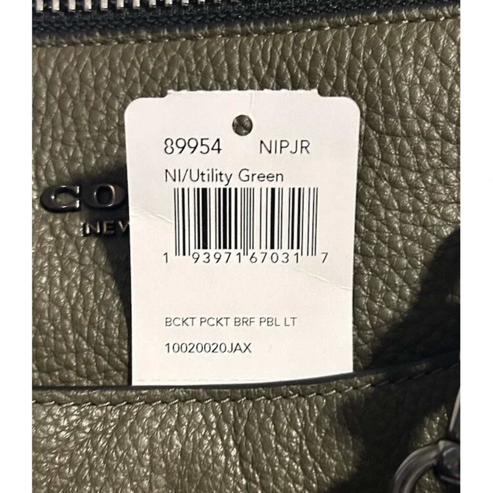 Coach Beckett Pocket Briefcase Pebble Leather NWT Utility Green Travel Purse Bag